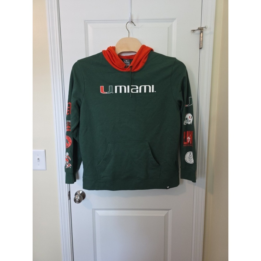 Fanatics Miami Hurricanes Mens XL Hoodie Green Orange Colorblock Pullover